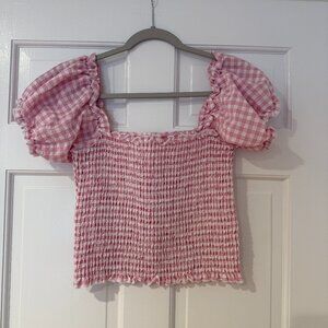 Chaser Women's Smocked Cropped Short Sleeve Top -- Medium